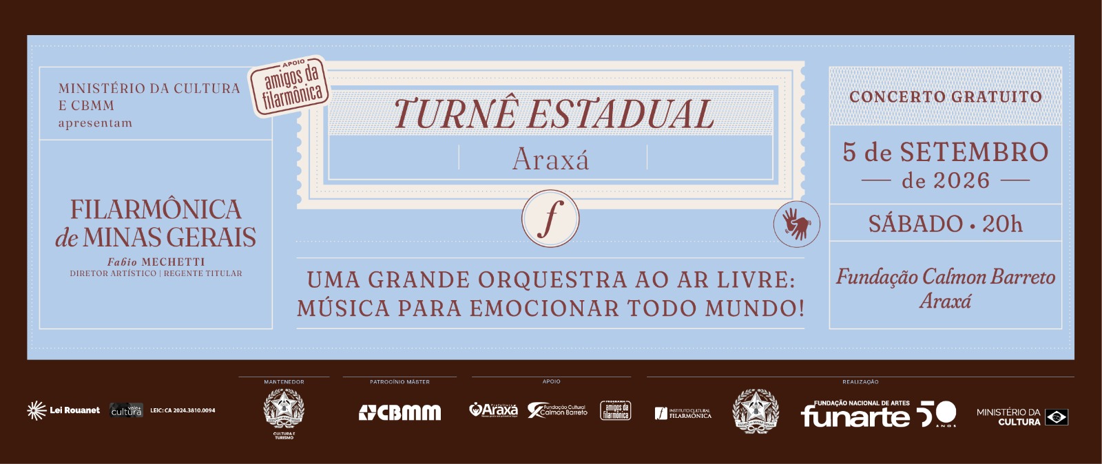 Com apoio da Prefeitura de Araxá, Orquestra Filarmônica de Minas Gerais se apresenta na Fundação