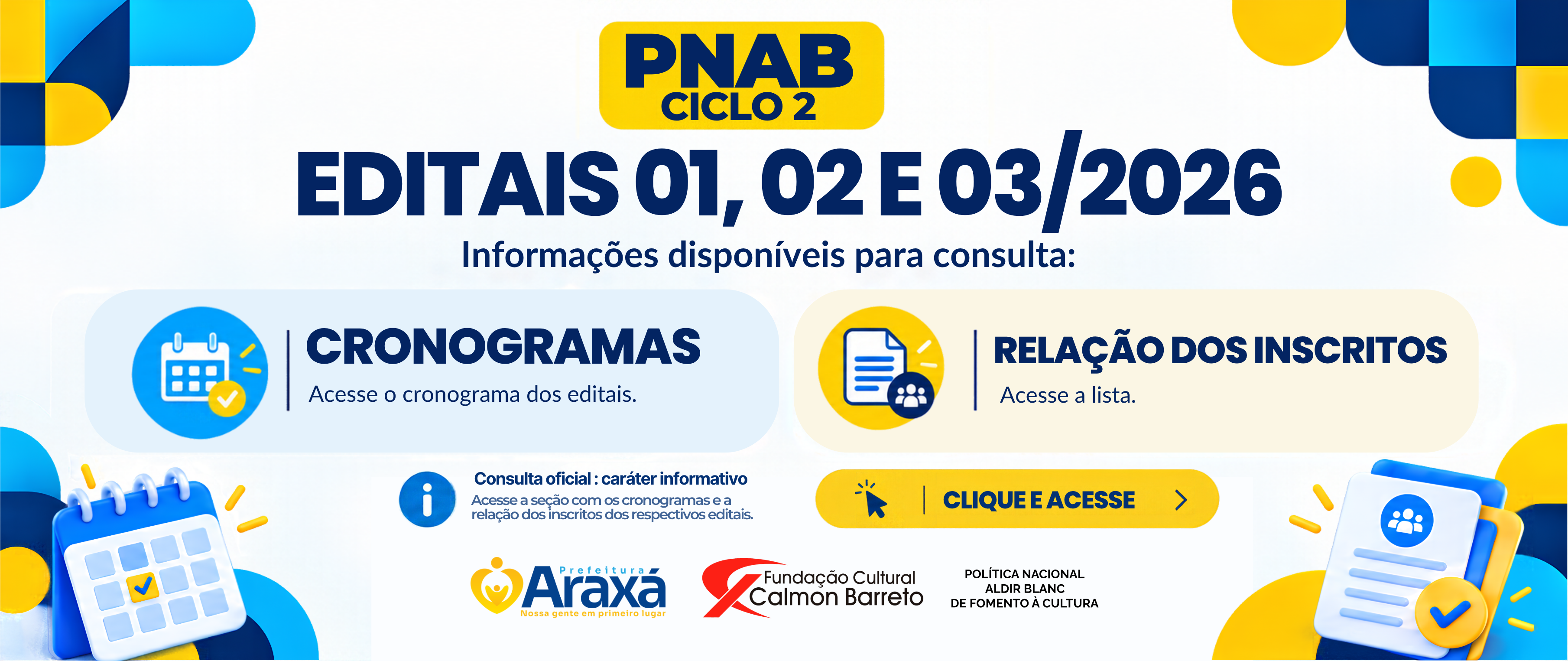 SLIDER CRONOGRAMA E LISTA DE INSCRITOS PNAB CICLO 2